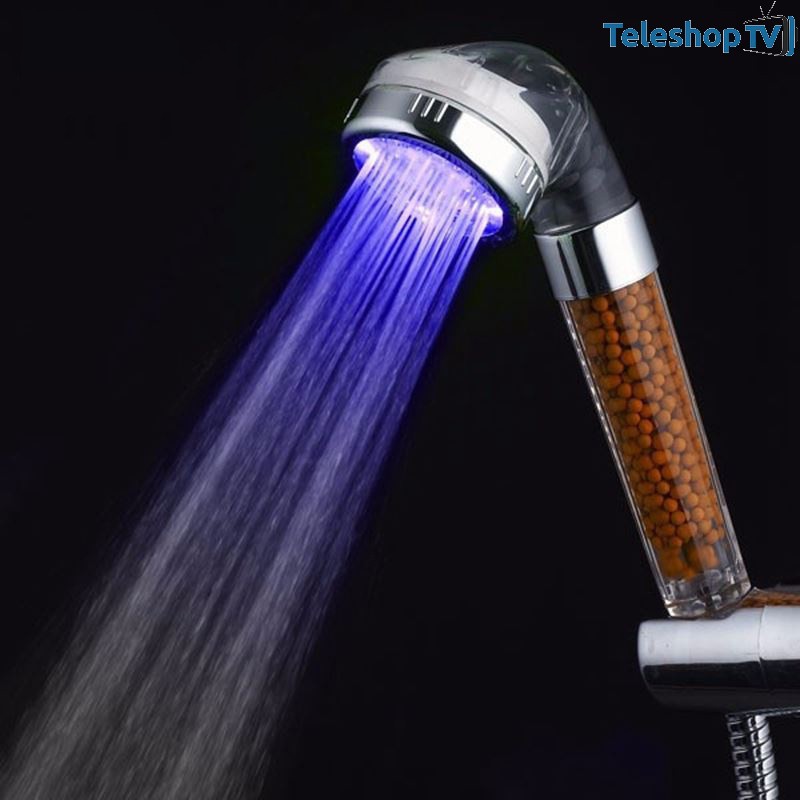 Cap de dus cu LED-uri colorate si granule anti-calcar