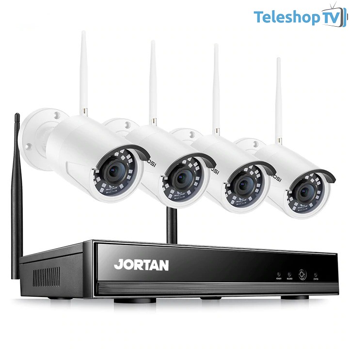 Sistem de supraveghere Wireless Jortan, 4 camere, HDMI, Infrarosu, Vizualizare pe Telefon Pachet cu HARD-DISK Optional