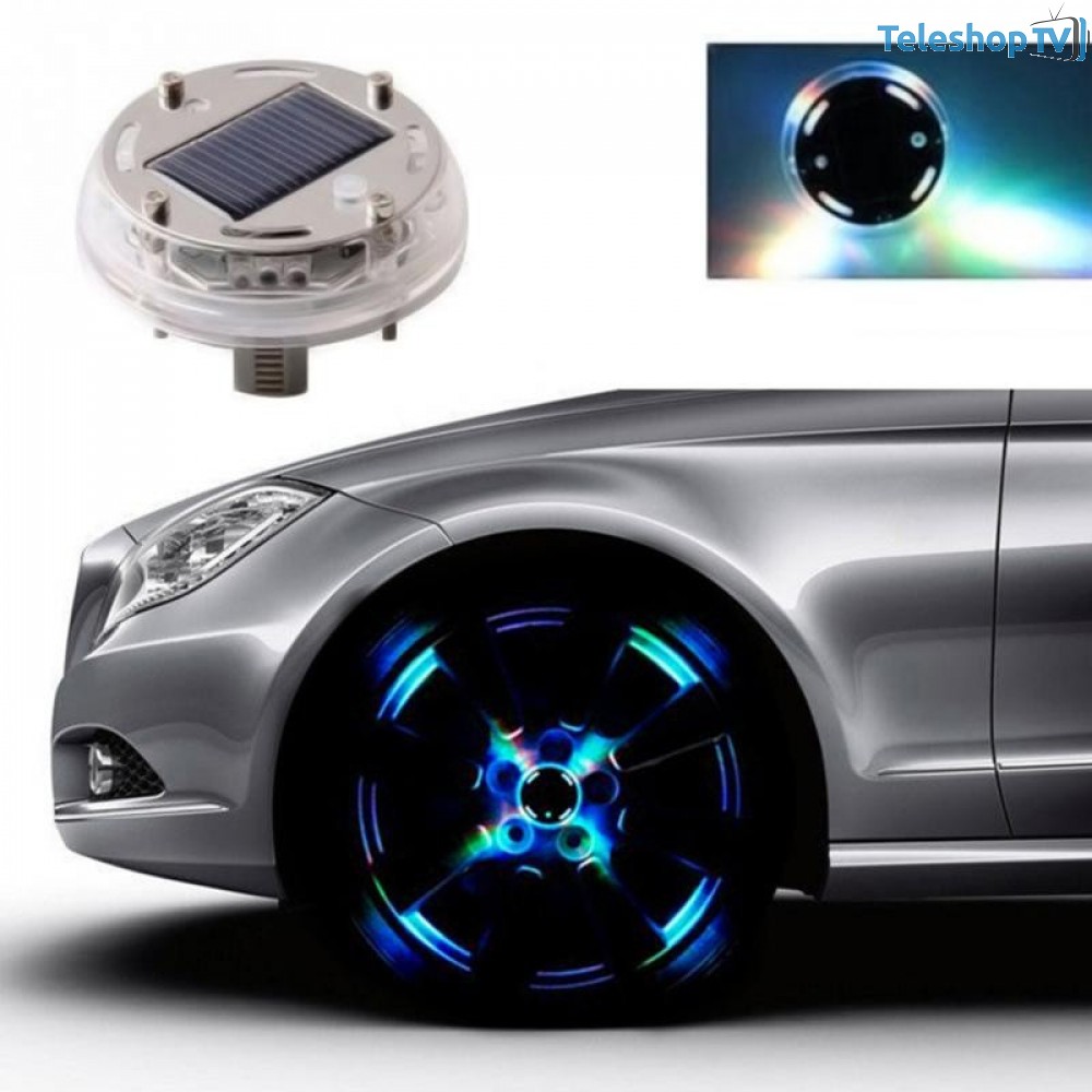 Capac Jante Auto cu Led Incarcare Solara Multicolor 