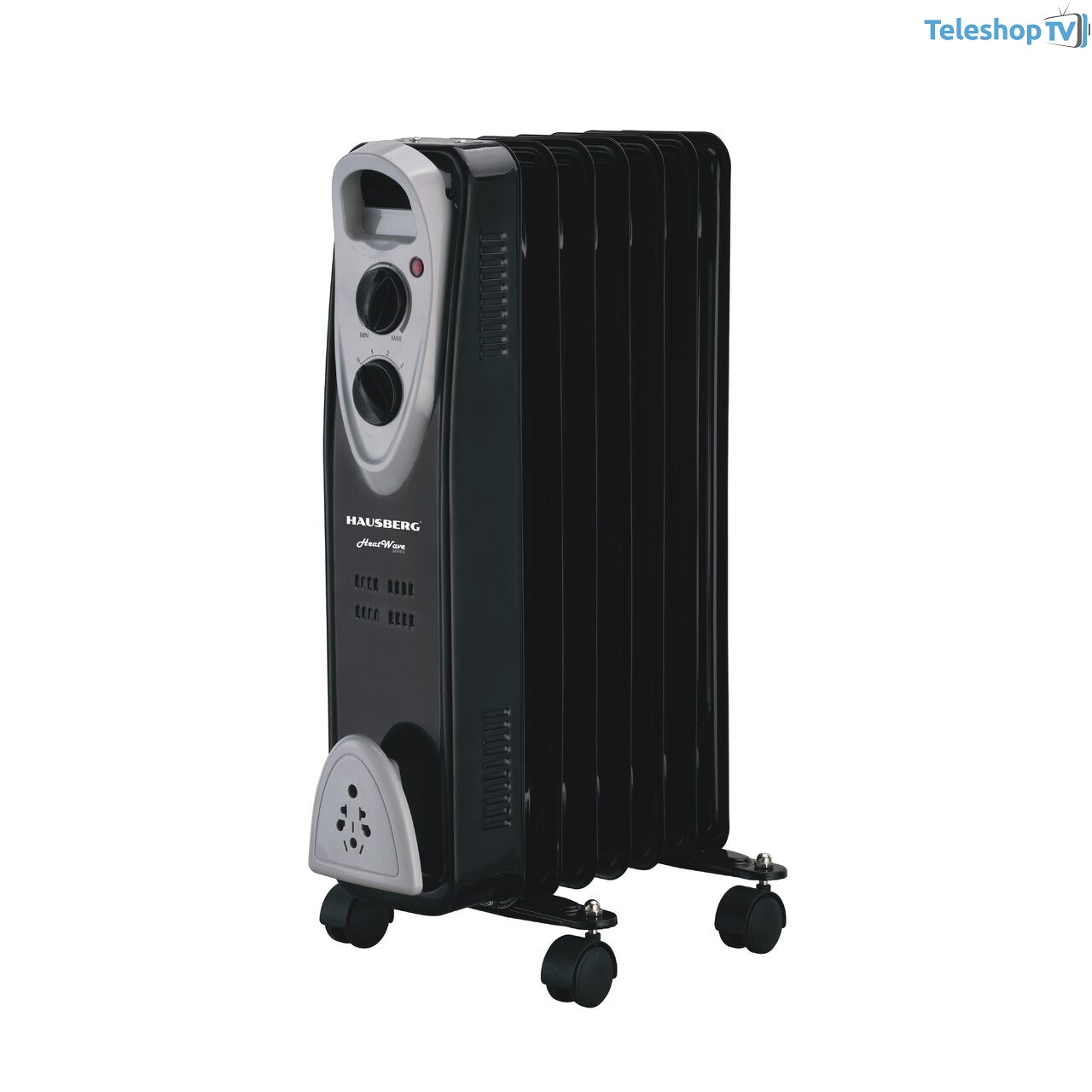 Calorifer electric Hausberg HB-8907, 1500 W, 7 elementi, 3 trepte de putere, Termostat reglabil
