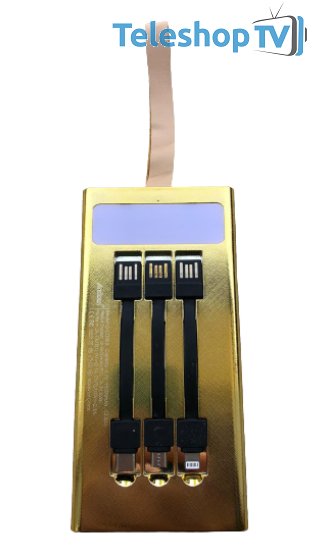 Baterie Externa, Design Gold, 3 Cabluri, 1500mAh