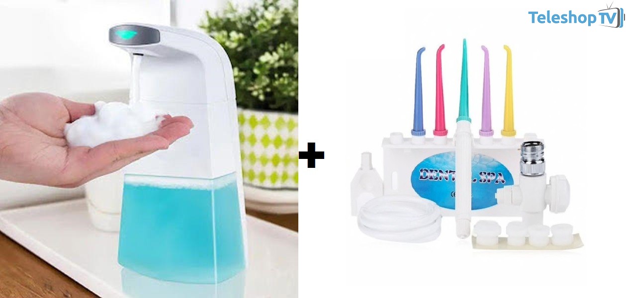 Pachet Promotional !!! Irigator Bucal Cu 5 Capete Dental Spa + Dozator de sapun spuma, cu senzor de miscare