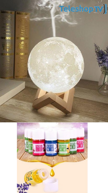 Lampa de veghe forma Luna 3d , cu umdificator Cadou 4 esente 10ml surpriza !!!