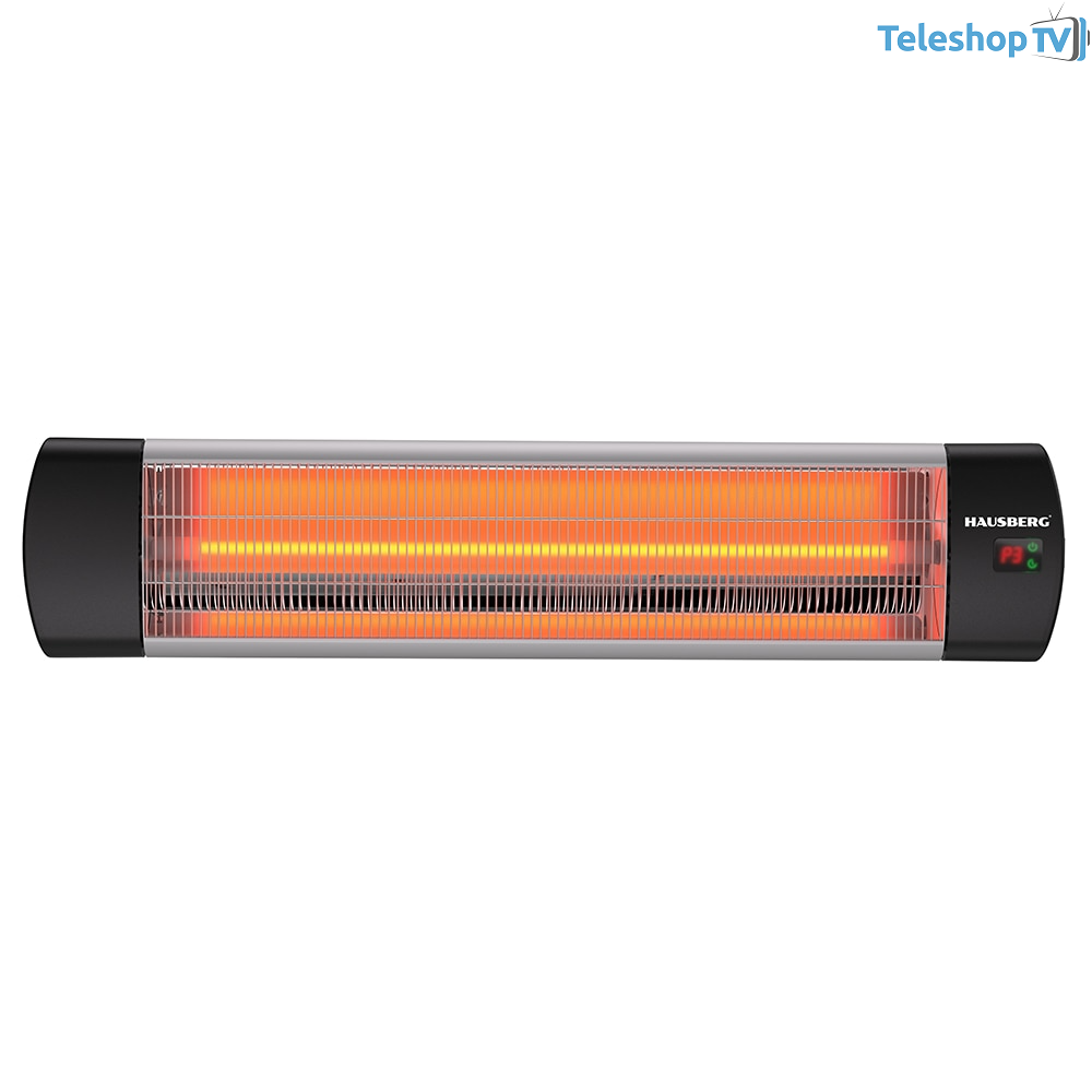 Radiator electric digital cu infrarosu Hausberg HB-8553, 2000W, Telecomanda, 1 tub quartz, 3 trepte putere, protective IP65
