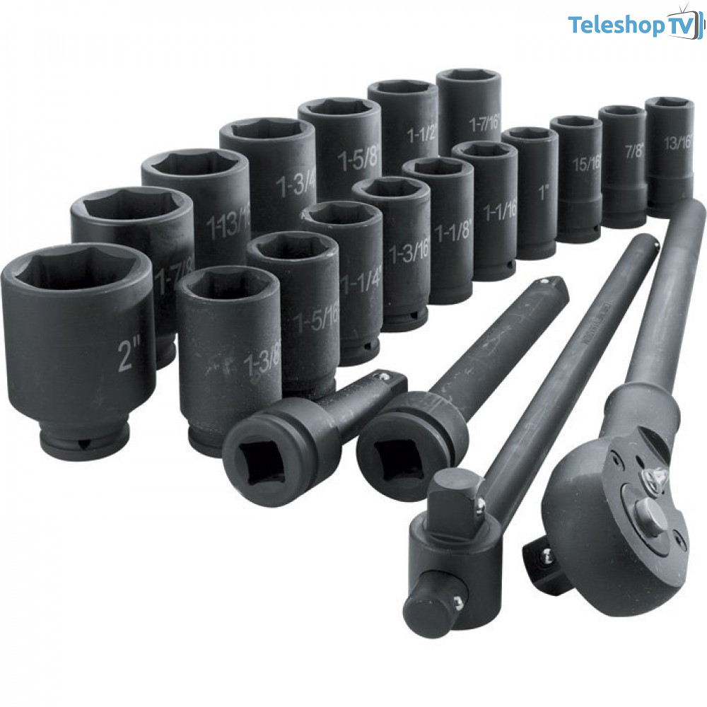 Trusa profesionala chei tubulare hexagonale cu antrenor, 3/4" 20 piese