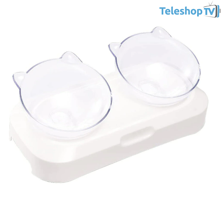 Set 2 castroane pentru animale de companie, PC/PP, 480 ml, Alb