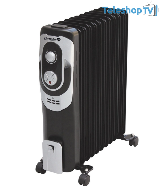 Calorifer electric Hausberg HB 8910, 2000 W, 9 elementi, 3 nivele de putere, termostat reglabil 