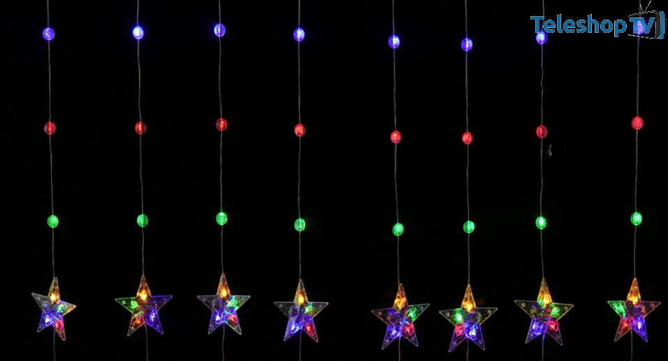 Instalatie perdea luminoasa 3 X 1 M cu stele si bile 112 Led Multicolora