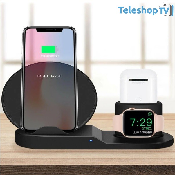Stație Încărcare Wireless 3-în-1 W55 - iPhone, AirPods, iWatch