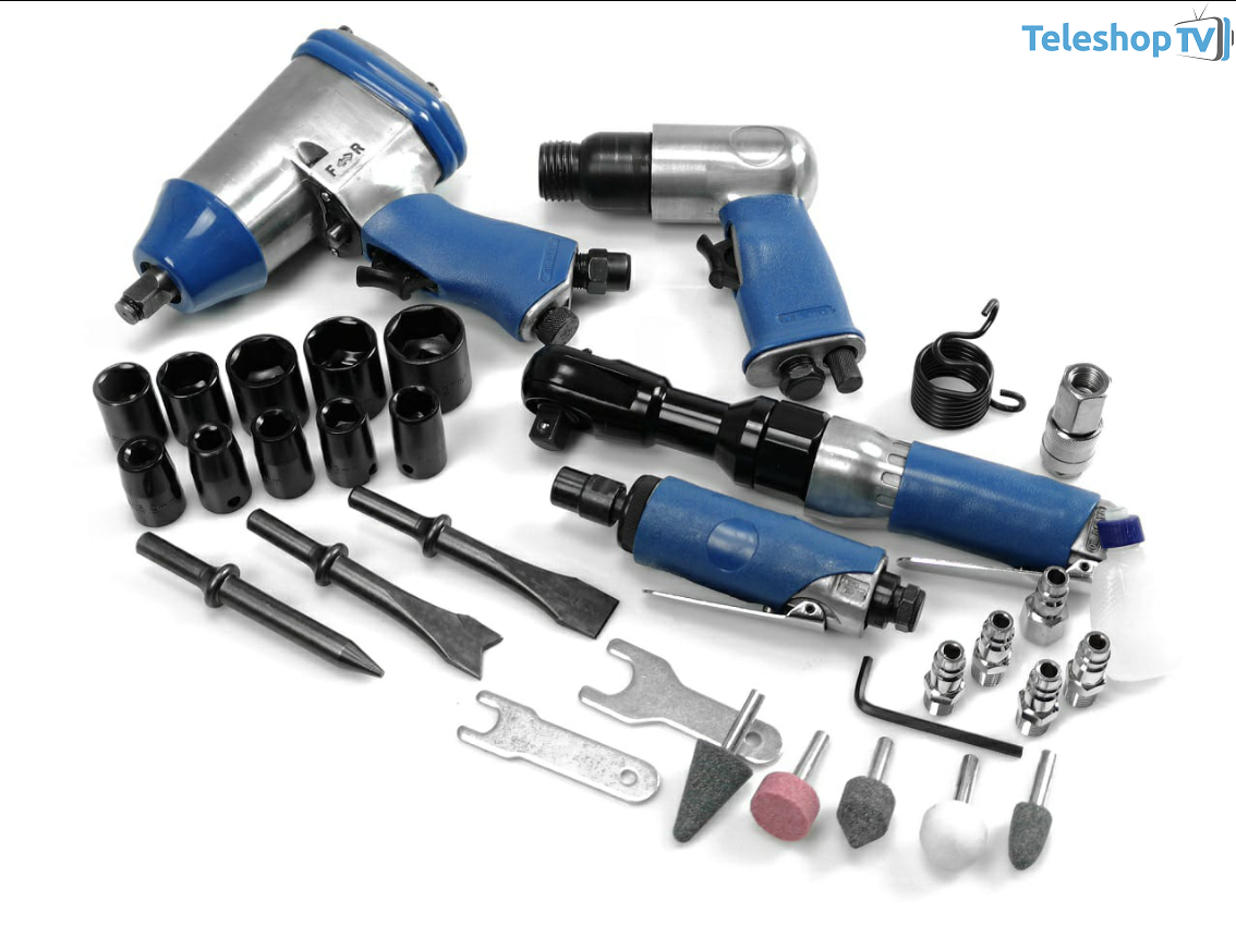 Trusa scule pneumatice 32 piese Pistol impact, clichet impact, biax pneumatic, dalta pneumatica