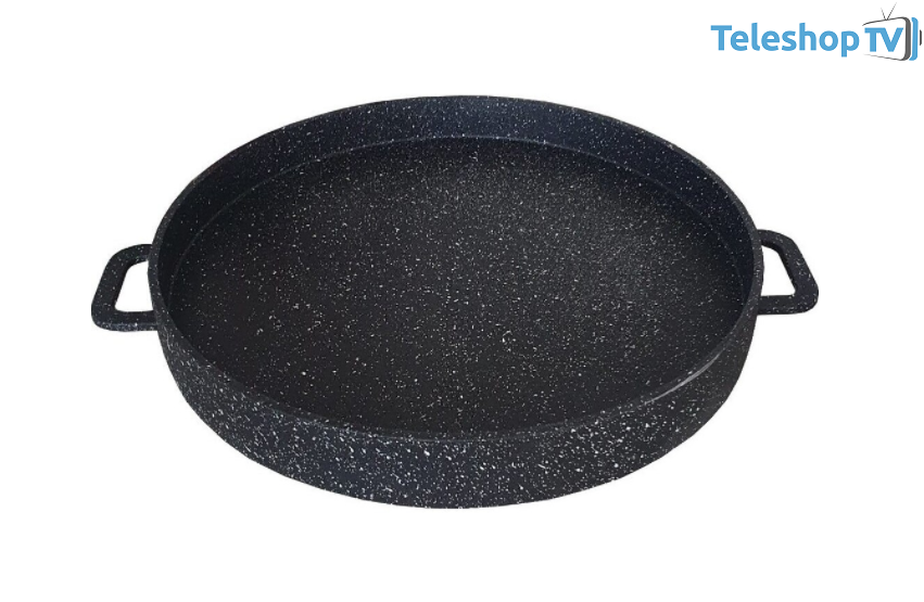 Tigaie grill cu doua fete Harlem® Granit 36K, Suprafete din granit antiaderent, Doua manere, Suprafata neteda si suprafata grill, Diametru 36 cm, Cratita, Negru