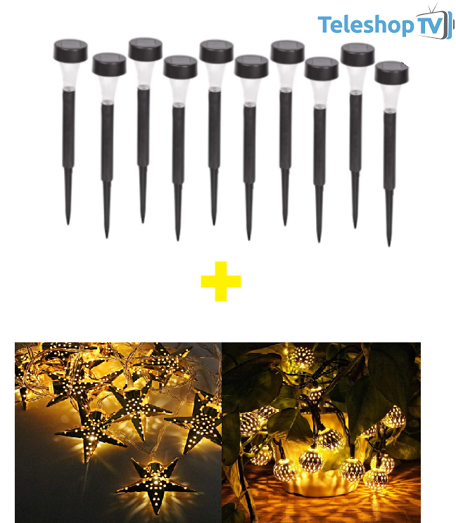 Set 10 Lampi Solare De Gradina + Lumini De Decorare 4M!!! Pret Promotional 89.90 Lei