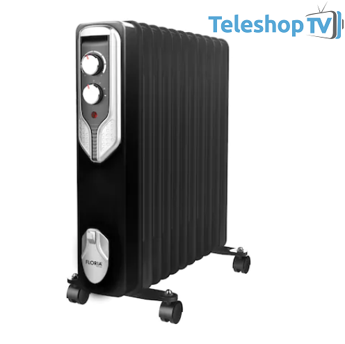 Calorifer electric Floria ZLN-3659, 2000 W, 9 elementi, 3 trepte de putere, Termostat reglabil, Protectie supra-incalzire, Indicator luminos