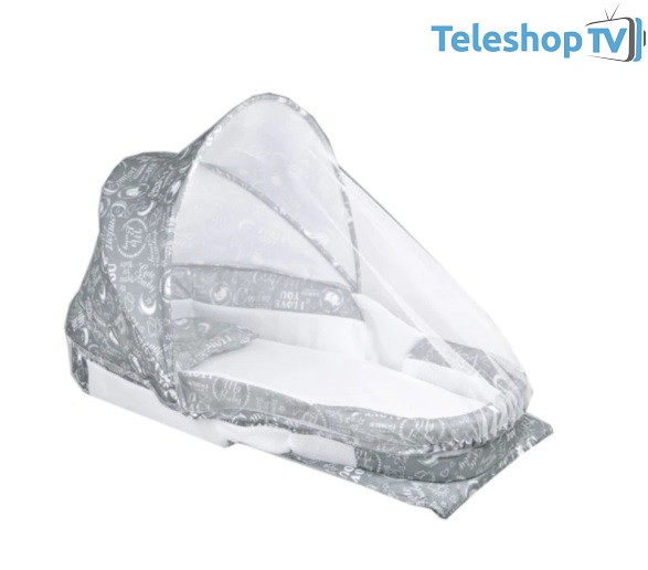 Patut portabil pentru bebelusi tip geanta, cu saltea, copertina inclusa, plasa impotriva insectelor