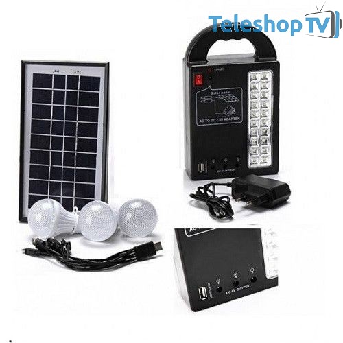 Kit solar cu lanterna LED , 3 becuri si cablu .