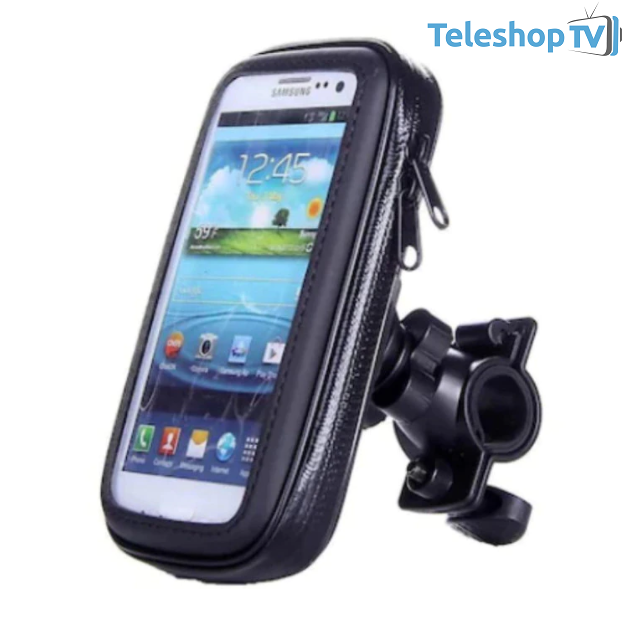 Suport husa telefon mobil pentru bicicleta si motocicleta, rezistent apa si socuri, touchscreen, 360 rotativ, negru ,6.3 inch