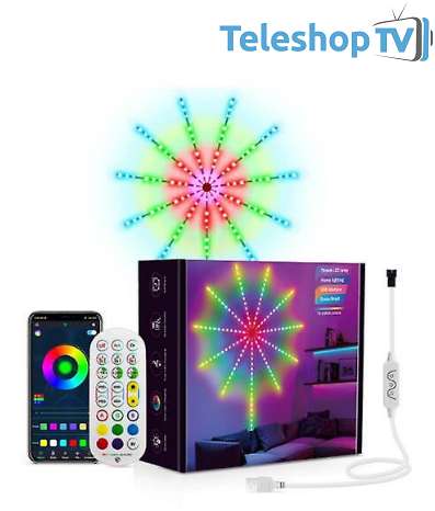 Lumini tip artificii, inteligente, LED, RGB, vibrante pe muzica, cu telecomandă și control din smartphone 