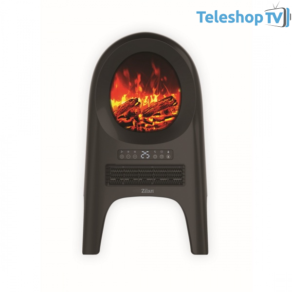 Aeroterma ceramica tip semineu, neagra, cu animatie si telecomanda, putere 2000W ZLN-5664