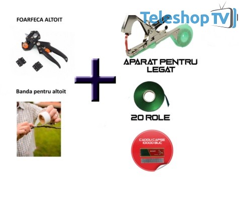 Pachetul Gospodarului Dispozitiv pentru legat plante si vita de vie + FOARFECA ALTOIT CLESTE PROFESIONALA cu accesori incluse