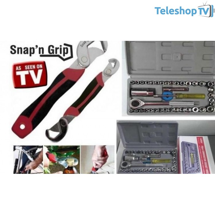 Set doua chei universale, Snap Grip + trusa completa cu 40 chei tubulare
