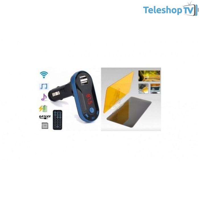 Pachet Auto : Modulator FM mp3 player cu incarcator pentru diverse dispozitive incorporat + Parasolar Auto
