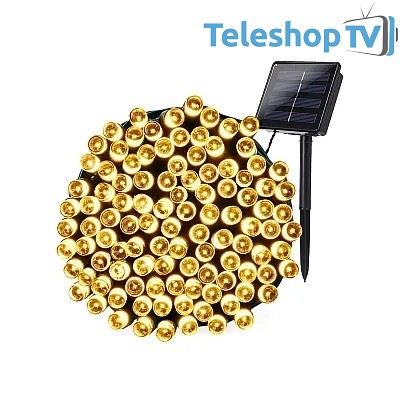 Instalatie Solara 100 LED ALB CALD lungime 12M
