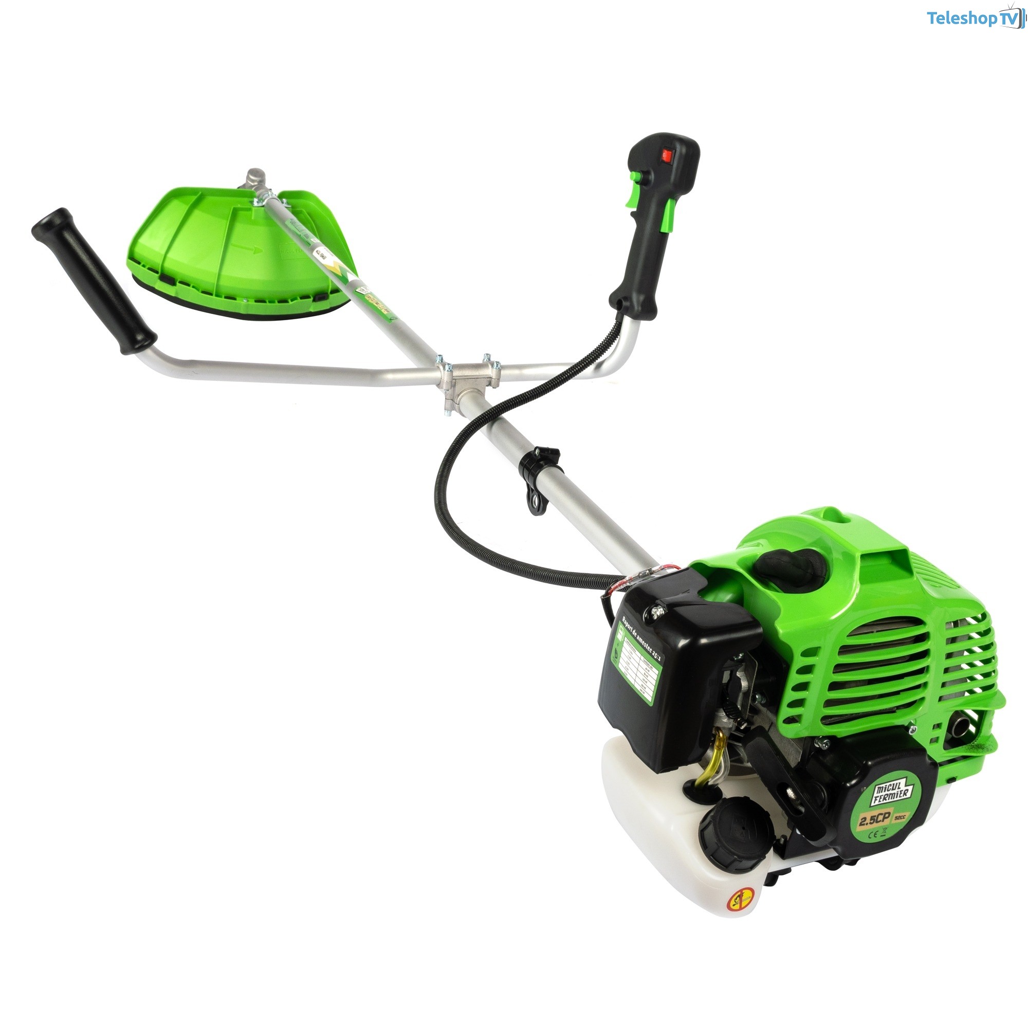 Motocoasa Micul Fermier 2.5CP, 52CC, motor benzina 2T, pornire rapida, 3 accesorii, tija 28mm