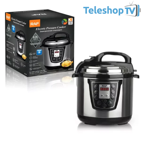 Oala electrica sub presiune RAF-177 6L 1000W multifunctional si multiprogramabila, otel inoxidabil, oala din aluminiu