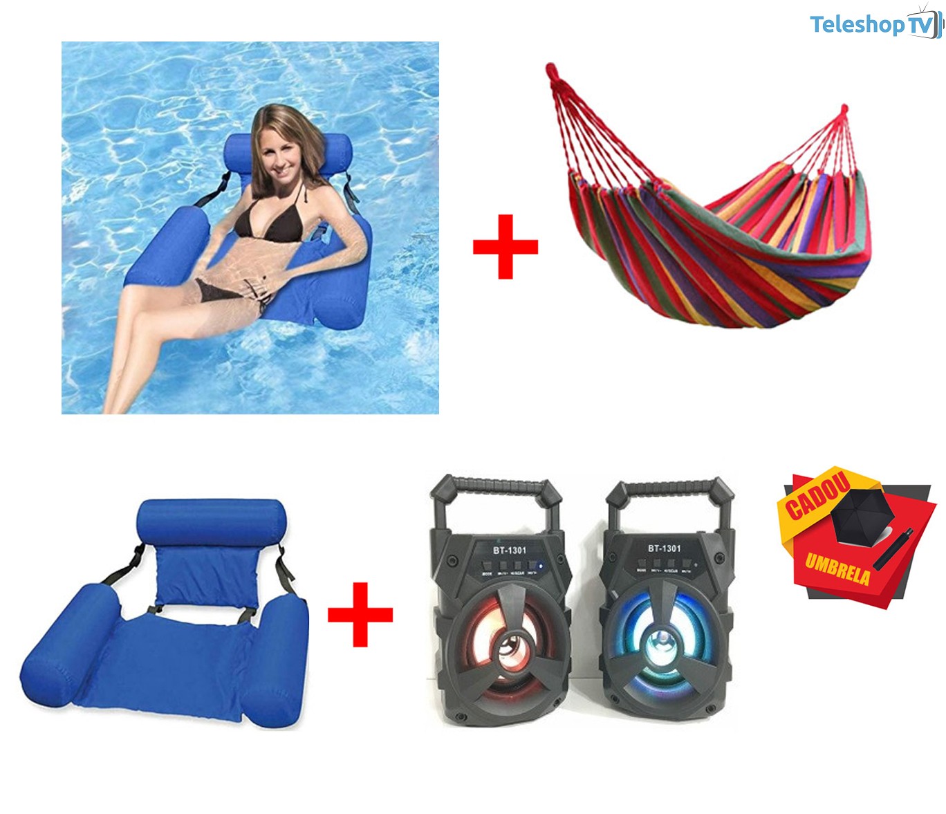 PROMOTIE IMBATABILA! Fotoliu gonflabil + Hamac + Boxa Portabila + Umbrela Cadou, TOTUL LA DOAR 124.90 LEI!
