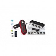 Pachet auto - Modulator FM mp3 player Bluetooth, cu incarcator pentru diverse dispozitive incorporat + priza bricheta tripla si USB incorporat